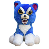 Feisty Pets by William Mark- Freddy Wreckingball™️- Adorable 8.5" Plush Stuffed Neon Blue Dog That Turns Feisty With a Squeeze!