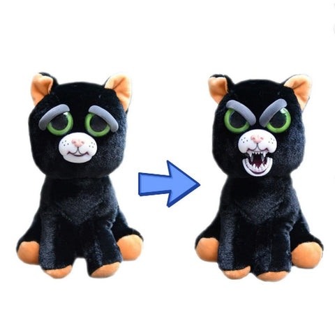 Feisty Pets by William Mark- Katy Cobweb- Adorable 8.5" Plush Stuffed Halloween Cat That Turns Feisty With a Squeeze!